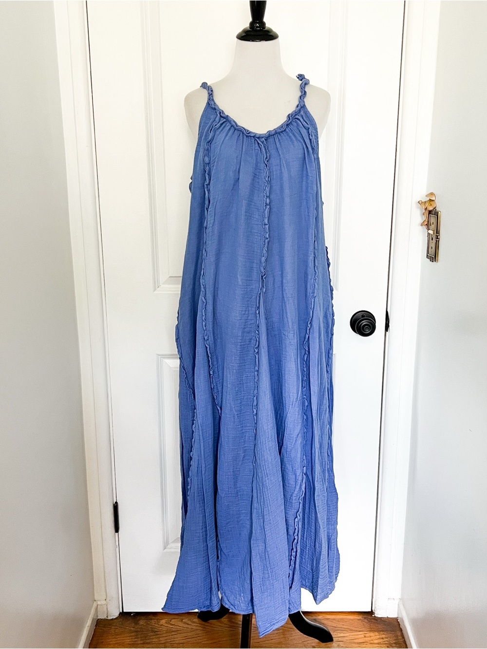 Free People Periwinkle Blue Crinkled Maxi Dress - Small